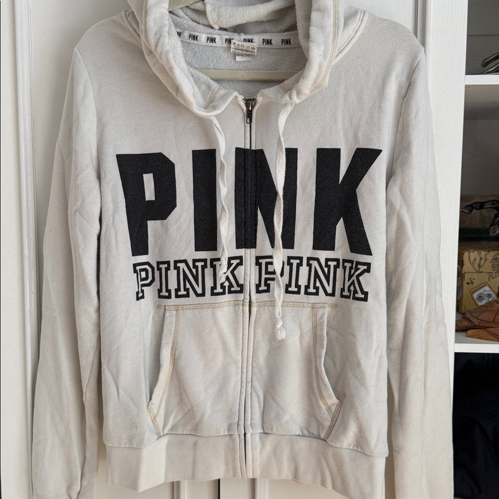 PINK Victoria's Secret White Zip-Up Jacket